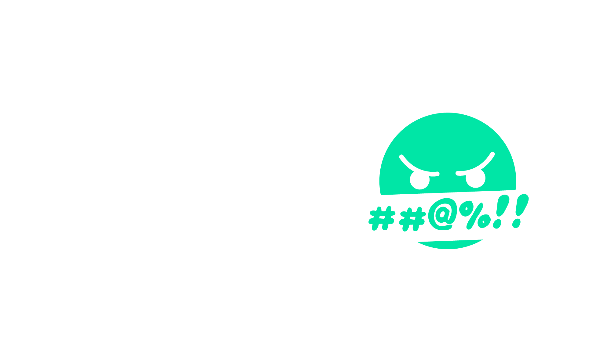 A green angry emoji with speech obscured by symbols like # and @.