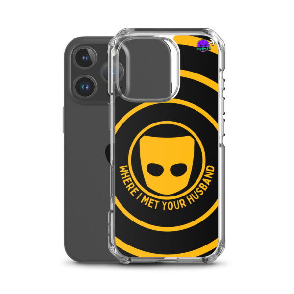 iPhone® case displaying a mask icon with the text "WHERE I MET YOUR HUSBAND.