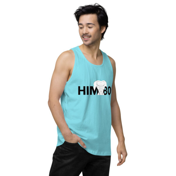 A man in a light blue Himbo Tank featuring "HIMBO" text and an elephant design.